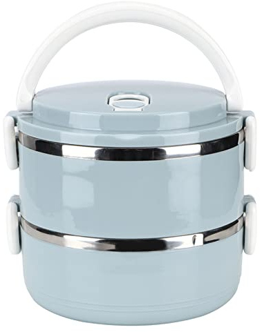 EIMSOAH Térmica Portátil, de Fideos de Arroz Azul de Acero Inoxidable, Contenedor de Comida, Caja de Comida Apilable para el Trabajo, Viajes, Preparación de Comidas