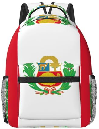 YQxwJL Laptop-Rucksack, Motiv: Flagge von Peru, wasserabweisend, Reiserucksack, für Flugreisen, zugelassen für Männer und Frauen, Schwarz , One size