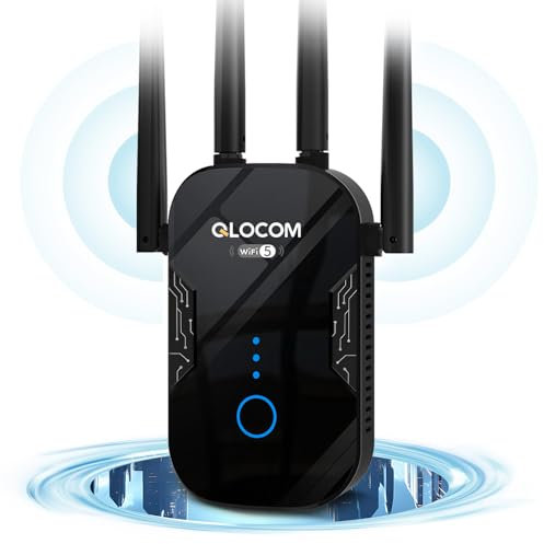 QLOCOM WLAN Verstärker, Dual Band Repeater 5GHz 2.4GHz 1200Mbit/s Unterstützung WPS plbjyuqresdf