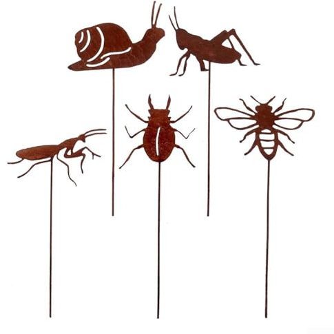 Lot de 5 piquets décoratifs en métal rustique pour balcon et jardin