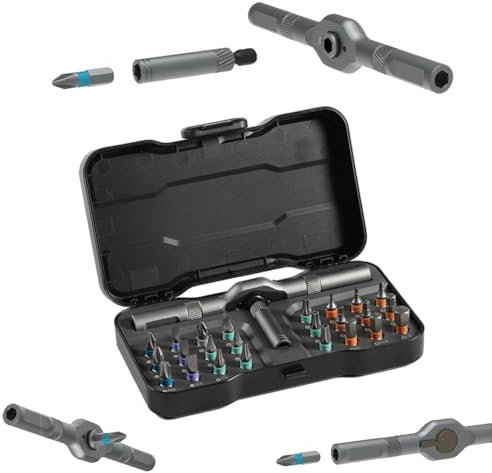 24 in 1 Screwdriver,24 in 1 Magnetic Ratchet Screwdriver Set,Ratchet Allen Wrench Set,Multi Bit Magnetic Drive Set with Detachable Ratchet Handle,for DIY Household Repair Etc