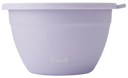 S'well Stainless Steel Salad Bowl Kit - 1.9 Litre, Lilac - Comes with 60ml Condiment Container and Removable Tray for Organisation - Leakproof, Easy to Clean, Dishwasher Safe