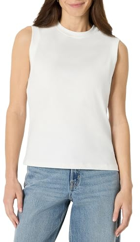 Amazon Essentials Women's Relaxed-Fit Cotton Muscle Tee, White, Small