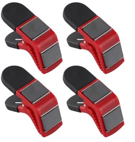 Feeshoppher Juego de 4 clips de soporte para brochas de pintura y abridor de estaño, herramienta de abrazadera roja de plástico para abrir latas de pintura y asegurar pinceles por encima de las latas