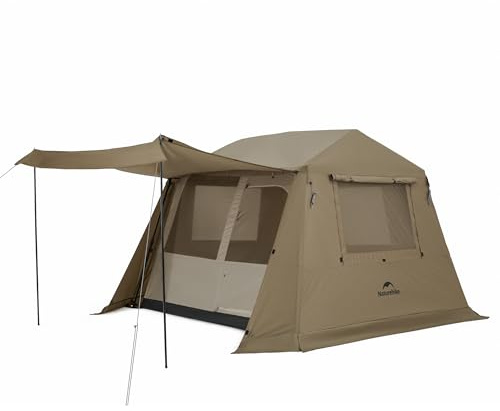 Naturehike Village Lite Tente de camping familiale pour 4 à 8 personnes avec montage rapide en 60 secondes, tente tunnel double couche étanche pour camping et jardin