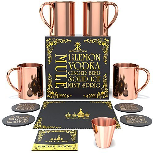 Krown Kitchen - Moscow Mule Kupferbecher | Becher Tassen Set 4er | 16oz