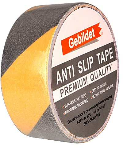 Gebildet Nastro Adesivo Antiscivolo Nastro di Sicurezza, Abrasivo ad Alta Aderenza, Interno e Esterno (Nero e Giallo, 10m × 5cm)