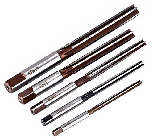 Jwn Lot de 5 alésoirs manuels à 6 cannelures H8 en alliage d'acier à outils, tige droite, diamètres 4 mm/5 mm/6 mm/8 mm/10 mm