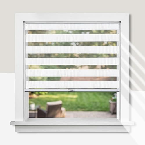 CHICOLOGY Zebra Blinds, Roller Window Shades, Blinds for Windows, Roller Shades for Windows, Window Shades for Home, Window Shades, Pull Down Shades for Windows, 35W X 72H, Basic Arctic