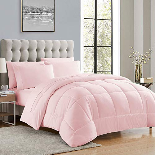 Sweet Home Collection Luxurious Plush Loft Microfiber Fill Duvet Insert Bedding, Pale Pink, Full