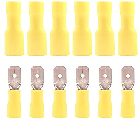 Ruidee 100 stycken kabelskor, platta kontakter och platta hylsor, klämkontakt 12–10 AWG (DPSY)