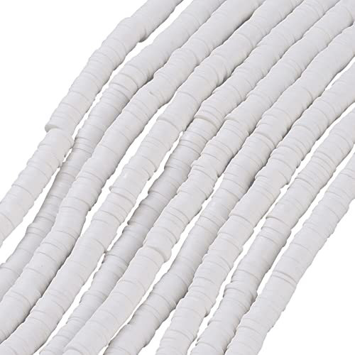 SUNNYCLUE 1 Box 6 mm Polymer Clay Spacer Beads Weiße Polymer Clay Perlen Handgemachte Flache Runde Scheibe Heishi Lose Perlenkette Für DIY Schmuck Armband Halskette Ohrring Basteln