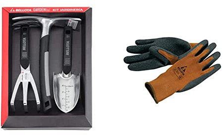 Bellota 3076 - Herramientas de jardín: trasplantador, cultivador y azuela Horquilla & 75102-9/L Guante jardín Grip, L