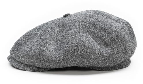 Sterkowski Shelby | 100% Harris Tweed Schiebermütze für Herren und Damen | Paperboy Cap Schirmmütze Flatcap Newsboy Ballonmütze Winter Baker Boy Baskenmütze Vintage Gatsby Mittelgrau 59 cm