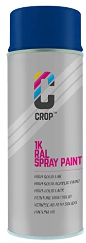 CROP Lackspray RAL 5002 Ultramarinblau - Hohe Deckkraft, SCHNELLE TROCKNUNG, 100% inaltérable - Auto, Motorrad & Heimwerken - Matt - 400 ml