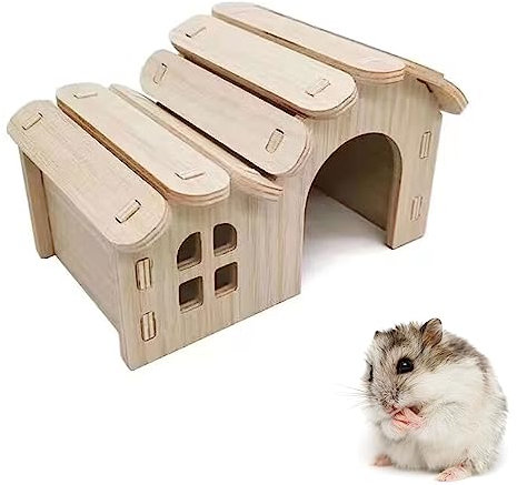 Meerschweinchen Haus, Hamsterhaus, Zwerghamster Haus, Hamster Versteck, Eckhaus Haustier, Holz Kleintierversteck für Zwerghamster, für Hamster, Chinchilla, Eichhörnchen, Meerschweinchen
