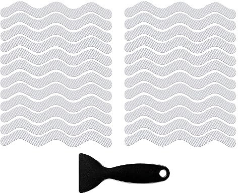 RTRTGS 24 Pièces Autocollants Antidérapants, Autocollants de Douche Bandes de Sécurité de Bain Transparent Auto-adhésif Antidérapant Autocollants pour Baignoires Douches Marches d’escalier