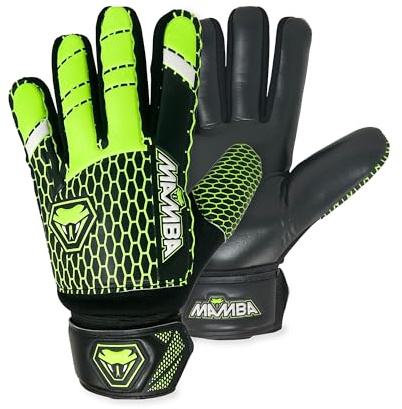 MAMBA Kids Goalie Gloves Youth Goalkeeper | Durable, Latex Palm & Back Hand | Double Length Latex Wrist Support | Outstanding Design | Goalie Gloves for Kids - Boys & Girls (6)