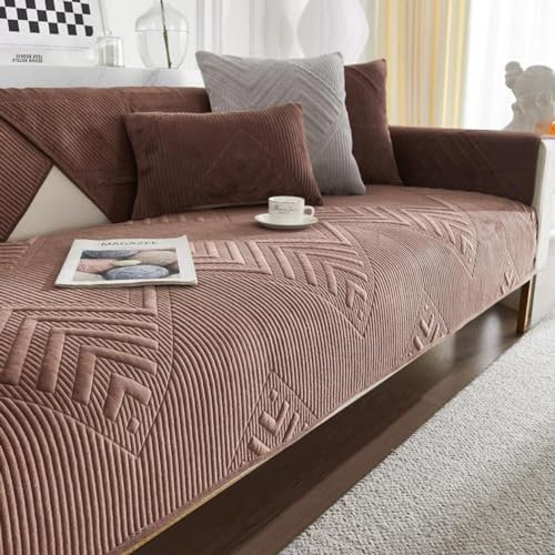 SANTUO Sofabezug Antirutsch,Sofa überzug Sofaschoner rutschfest,Sofa Cushion Sofaschutz L Form Ecksofa,Couch Bezug Schmutzabweisend Sofaschutz Hund Kratzschutz Katze, Coffee5-70x70cm