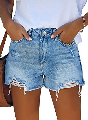 KISSMODA Women’s Denim Shorts Ripped High Waisted Hot Pants Ladies Cut Off Jean Short