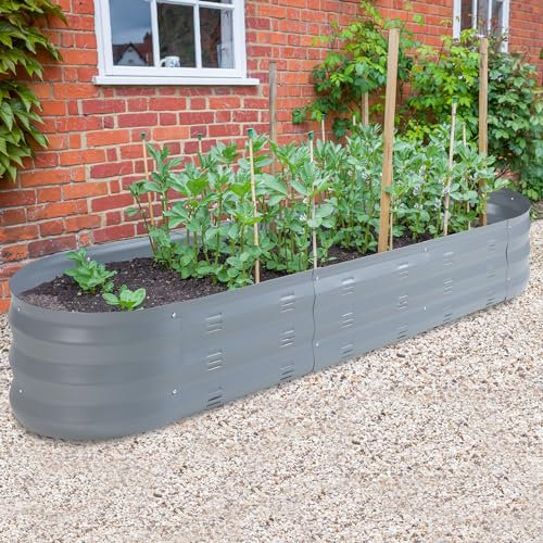 casa.pro Jardinière Surélevée Grande Taille Lit Surélevé Bac à Fleurs Carré Potager Haute Parterre de Jardin Bac de Plantation Extérieur Terrasse Balcon Acier Galvanisé 171 x 50 x 25 cm Anthracite