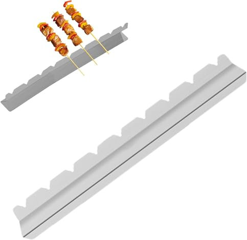 Juego de 2 soportes para pinchos de barbacoa, soporte para pinchos de barbacoa, soporte para brochetas de barbacoa, juego de acero inoxidable, estante para 6 brochetas, estante ancho para brochetas de