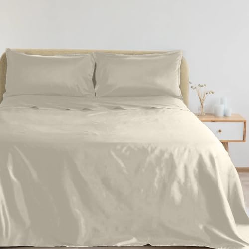 Lisola Set med lakan för mellanstor säng, set med lakan i bomullssatin 300TC, tillverkade i Italien, överlakan 200 x 290 cm + 2 örngott 50 x 80 cm, enfärgad. Modell: Gottard
