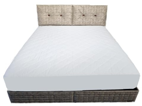Protector de Colchón de Algodón, Acolchado con Tratamiento Antialérgico, Antiácaros, Suave y Silencioso, Transpirable (Blanco, 100 X 200)