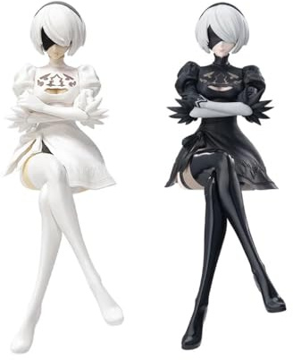 Gooyeh Lot de 2 figurines 2Byorha 2B Anime Action Figures, Modèle de sculpture en PVC 2Bautomata Collection de figurines Ornements de bureau Décoration 15 cm