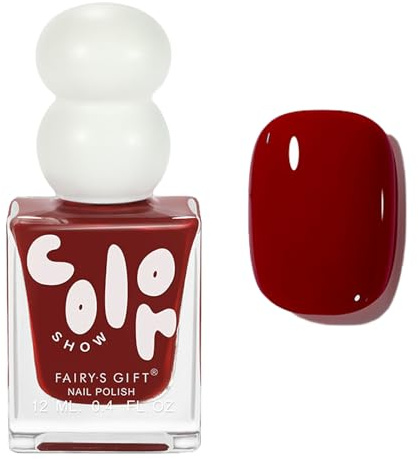Red Nail Polish - Red Nail Varnish - Quick Dry & Long Lasting Breathable Cherry Nail Polish - Glossy Water Based Burgundy Nail Varnish - No Need Cure Chip Resistant for Women DIY Manicure