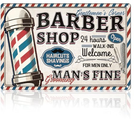 DOODLREAM Barbershop - Targa in metallo da 20 x 30 cm, decorazione da parete, stile vintage, per barbiere, grotta, bagno, casa, regalo