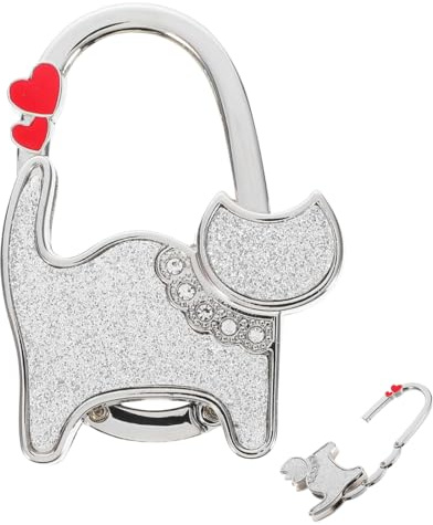 YIPFEN Crochet de Sac Pliable en Métal, Forme de Chat, Porte-Sac à Main pour Femmes, Accessoire Élégant et Pratique (Blanc)