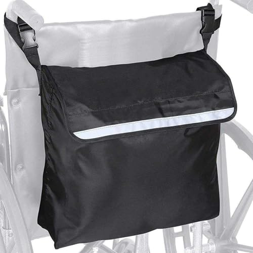 Wheelchair Bag,Multifunctional Wheelchair Backpack,Large Capacity Backpack for Back of Chair for Wheelchairs, Mobility Scooters, Rollators Reflective,Adjustable Straps,Waterproof for Outdoor Use Black