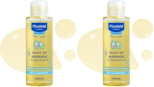 Mustela Babyöl mit Avocado, Granatapfel & Sonnenblume – Feuchtigkeitspflege für Babys, Kinder & Familie – 99% natürliche Inhaltsstoffe, macht die Haut weich (100 ml) (Packung mit 2)