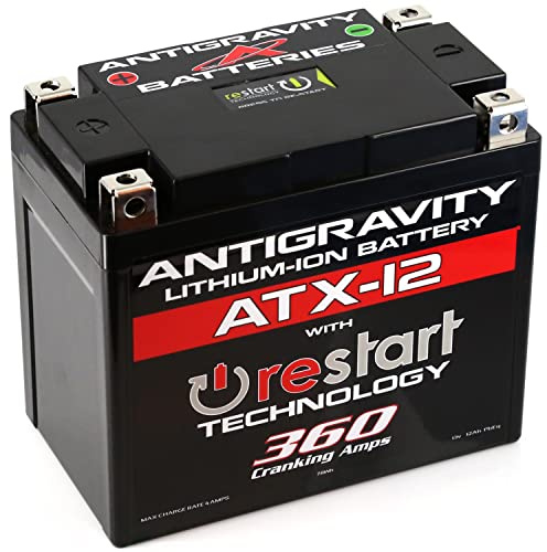 Antigravity ATX12 Performance Lithium Motorcycle Powersport Battery wth Built In Jump Starting, 6.1Ah. Replaces YTX12, YTX14, Honda, Yamaha, Kawasaki, Generators
