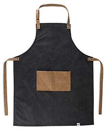 Foster & Rye Grilling Aprons for Men with Pocket, Canvas Cooking Aprons for Men with Adjustable Strap, Mens Chefs BBQ Apron