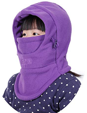 Azarxis Kinder Sturmhaube, Balaclava Fleece Ski Gesichtsmaske, Einstellbar Wintermütze mit Winterschal für Outdoor Sport (DE/NL/SE/PL, Alphanumerisch, Einheitsgröße, Violett)