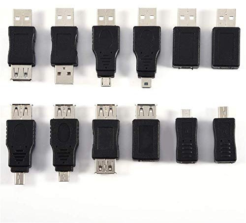 Adaptadores USB a USB Paquete,12 Piezas múltiples convertidores Micro/Mini USB Macho a Hembra,Resolución de Problemas de Conexión