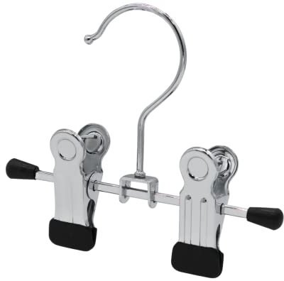 POLMART 12CM Multifunktionaler Kleiderbügel aus Metall, 15 Stück, Verstellbarer Gummiclip, 360° drehbarer Haken, Rutschfester Kleiderbügel, Hosenclip, Hosenbügel