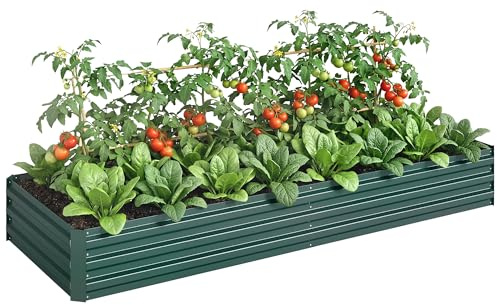 Outsunny Carré Potager en Métal Modulable - Potager Surélevé 241x90,5x30cm en Acier Galvanisé - Jardinière Extérieur Anti-Rouille pour Légumes et Fleurs, Vert Foncé
