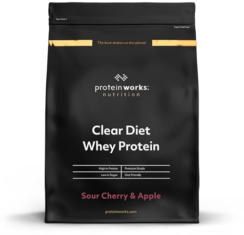 Protein Works | Clear Diet Whey Protein - Gold Innovation, Whey Protein Isolate Powder, Refreshing High Protein Drink, Sour Cherry & Apple, 20 Servings, 500g