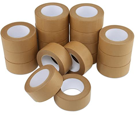 Lichamp Kraft Packing Tape, Brown Paper Gummed Tape for Packing Boxes, Shipping Cardboard and Carton Sealing, 18 Rolls x 2 inch x 55 Yard x 7 mil, B218BR