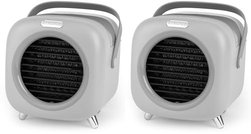 Beldray COMBO-8289 2 in 1 Climate Cube Set of 2, Personal Space Heater and Air Cooler with 500ml Water Tank, Carry Handle, 2 Speed Settings, Adjustable Temperature Control, For All Seasons, 600W, Grey