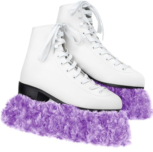Gemscream Ice Skating Protector Furry Ice Skates Covers Figure Skating Protectors for Girls Boys Youth Women Men Adults (Purple, L)