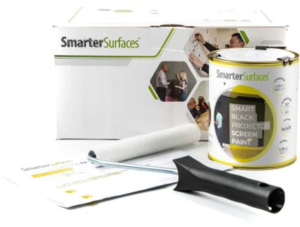 Smarter Surfaces Black Projector Screen Paint (25m²/270 Sq.Ft) HD 4K 8K Projections for Home Theater & Gaming | For Laser and Ultra Short Throw | Designed for Dark Rooms (Gain Value 0.1)