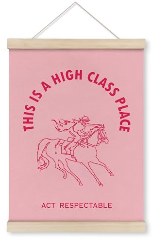 HRQKO Pink Cowgirl Western High Class Place Poster Hanger Frame, Cowgirl Wall Decor, Preppy Room Wall Art with Wooden Frames, Trendy Wall Hanging Poster Decor for Dorm Teen Girls Room, 12x16 Inch