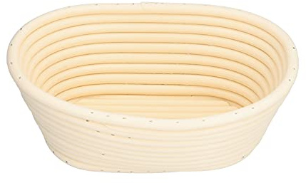 Set di 2 Cestini per la Lievitazione del Pane, Grandi Cestini per il Pane in Plastica Rotondi e Ovali con Rivestimento e Raschietto per Impastare, per (Ovale bianco sporco
