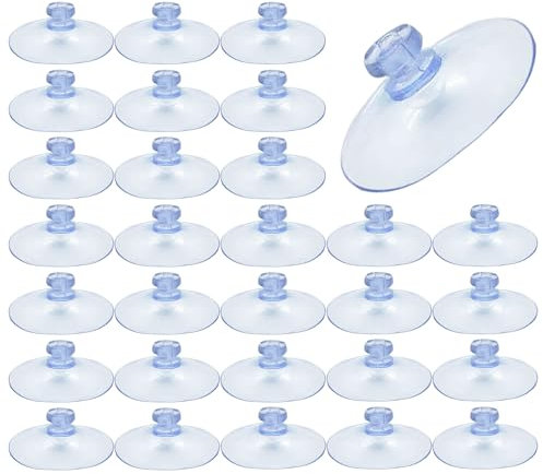 AJUNLKVDR 30 Stück Saugnapf,Fenster Saugnapf,20mm Saugknöpfe,Saugnapf Kleine,Klein Kunststoff Mit Transparente,Fensterdeko Saugknöpfe,Transparent Fensterrahmen,Plastik-Saugnapf Saugknopf