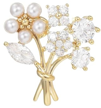 Ramo de flores, perlas, agujas de caballo de púas, ramilletes, diamantes, accesorios de broche floral, Metal Zinc Acrílico
