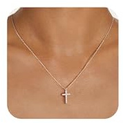 ESHIONER Cross Necklace for Women Girls Silver Cross Chain Extender Adjustable Crucifix Pendant CZ Choker Christianity Jewelry Gifts for Women and Girls